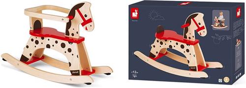 Janod - Houten Hobbelpaard Caramel - Afneembare Veiligheidsbeugel En Anti-Kantelsysteem - De Zithoogte Is 30 Cm - Geschikt vanaf 1 Jaar