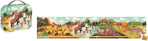 Janod - Puzzel Prehistorie (Panorama) - In Puzzelkoffer - 100 Stukjes - Geschikt Vanaf 6 Jaar