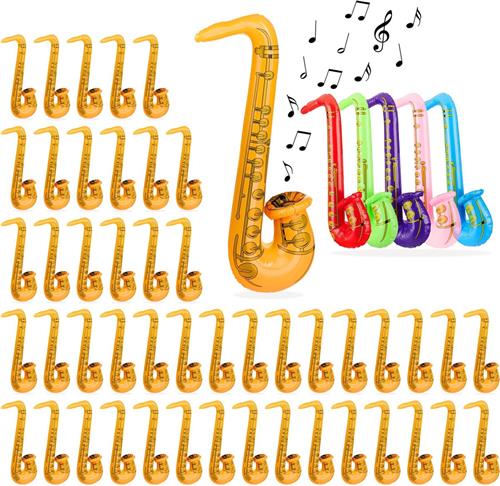 relaxdays 48x Opblaasbare saxofoon opblaasbare muziekinstrumenten speelgoed instrument sax