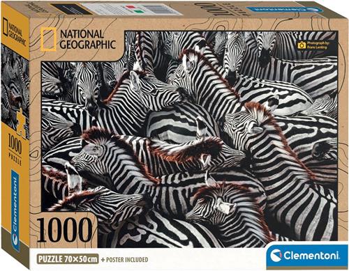 Clementoni - Puzzel - 1000 Stukjes - National Geographics Zebra's - Puzzel Voor Volwassenen en Kinderen