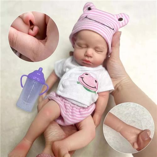 Pop Full Solid Siliconen Reborn Baby Poppen Meisje 12 Inch Micro Realistische Babypop Vloeibare Siliconen Full Body Mini Slapen Pasgeboren Poppen Die Echt Kleine Baby's Zien