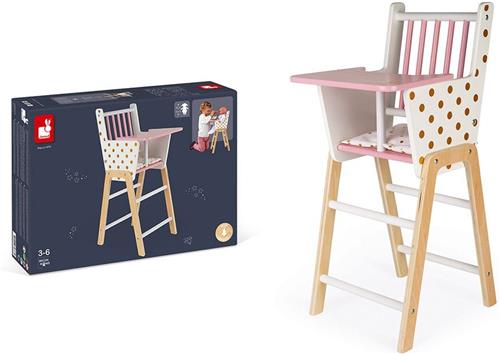 Janod Candy Chic - Houten Poppenstoel - Geschikt Voor Poppen Tot 42 Cm - Voor Het Voeden Van Je Favoriete Pop - Geschikt Vanaf 3 Jaar