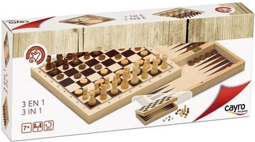Spel/set Cayro 3 in 1 Schaakspel Backgamon Dames
