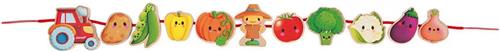 Janod Boerderij - Rijgkralen Moestuin - Set Van 11 Houten Onderdelen En 2 Koorden - Help De Boer Alle Groenten Uit De Moestuin Te Oogsten! - Geschikt Vanaf 2 Jaar