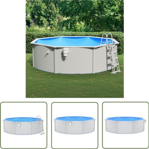 vidaXL Zwembad met veiligheidsladder 460x120 cm - Zwembad - Bovengronds Zwembad - Zwembad Kopen - Pool - Buitenschwimbad