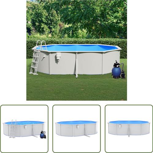 The Living Store Bovengronds Zwembad - 490x360x120 cm - Stalen Wand - Met Skimmer en Ladder