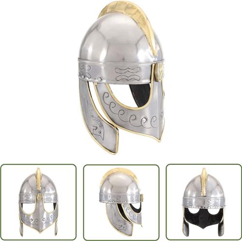 vidaXL Beowulfhelm replica LARP staal zilverkleurig - LARP Helm - Middeleeuws Wapen - Beowulfhelm Replica - Historische Helm - Staalhelm