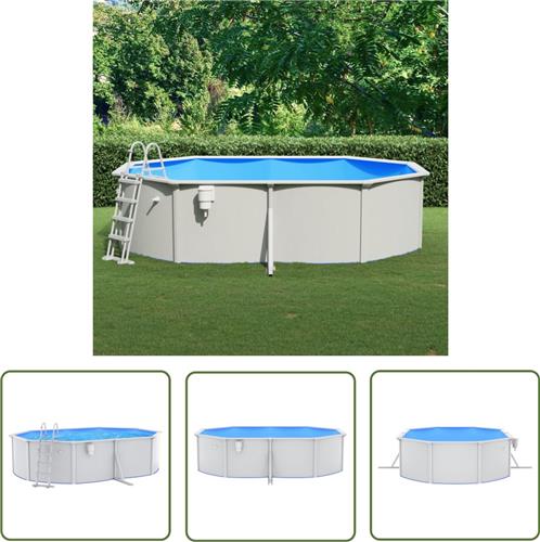 vidaXL Zwembad met veiligheidsladder 490x360x120 cm - Zwembad - Bovengronds Zwembad - Staal Zwembad - Pvc Zwembad - Zwembaden