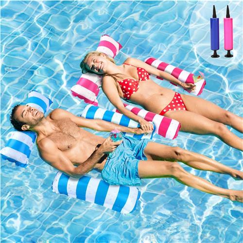 Goodivery® - Luchtmatras - Zwembad - 2 Stuks - Waterhangmat Voor Volwassenen - Opblaasbaar Matras Voor Zwembad - Watermatras - 4-In-1 Hangmat Voor Zwembad Met 2 Infloatorpomp - Opblaasbare Zwemring - Speelgoed