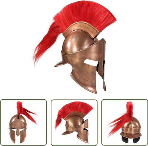 vidaXL Soldatenhelm Grieks replica LARP staal koperkleurig - Grieks Masker - Romeinse Helm - Historisch Wapen - LARP Helm - Cosplay Kostuum