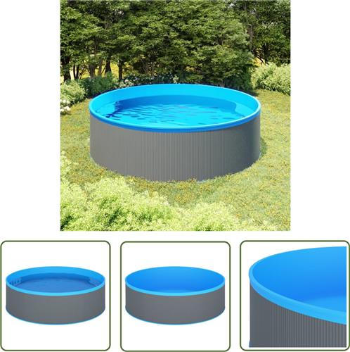 vidaXL Splasher pool 350x90 cm grijs - Zwembad - Buitenzwembad - Badkuip - Staal Zwembad - Pvc Zwembad
