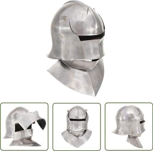 vidaXL Ridderhelm middeleeuws replica LARP staal zilverkleurig - Middeleeuwse Ridderhelm - Salahelms - LARP Helm - Historisch Kostuum - Ridderkostuum