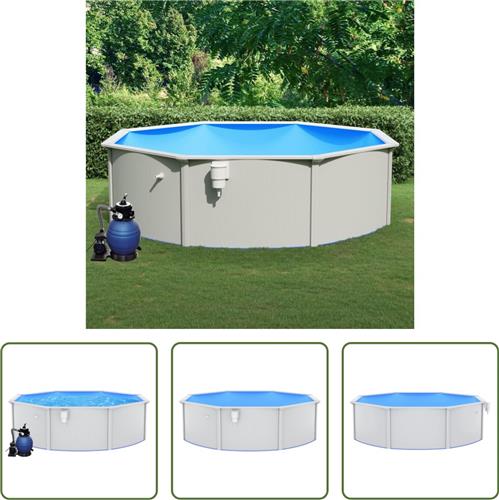 The Living Store Zwembadset - Stalen wand - 460 x 120 cm - 11.000 L/u - GS gecertificeerd