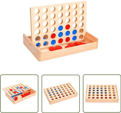 vidaXL 4 op een rij 24x15x4 cm massief hout - 4 Op Een Rij - Bordspel - Strateegiespel - Houten Spel - Familie Spel