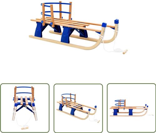 vidaXL Sneeuwslee met rugleuning inklapbaar 119 cm hout - Sneeuwslee - Wintersport - Kinderijsbaan - Speelgoed Buiten - Outdoor Activiteiten