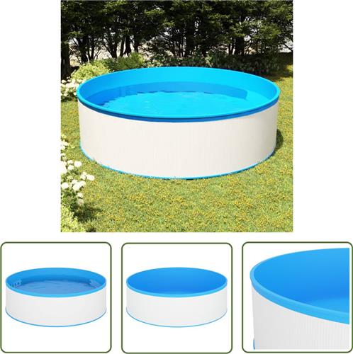 vidaXL Splasher pool 350x90 cm wit - Zwembad - Buitenzwembad - Staal Zwembad - Pvc Zwembad - Rond Zwembad