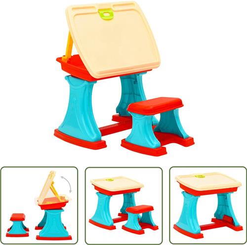 vidaXL Leerbord en ezel voor kinderen verstelbaar - Kinderbureau - Leerbord - Ezel - Kids Tafel - Houten Bureau