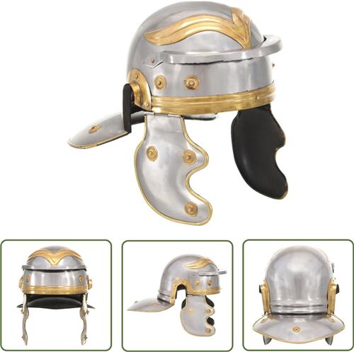 vidaXL Soldatenhelm Romeins replica staal zilverkleurig - Romeinse Soldatenhelm - Historisch Accessoire - Replica Helm - Gladiatorenhelm - LARP Helm