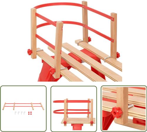 vidaXL Rugleuning voor slee multiplex rood - Rug Leuning Slee - Slee Accessoires - Wintersport - Veiligheidsaccessoires - Kinder Slee