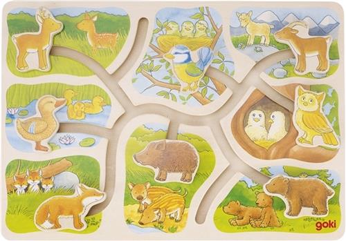 Goki Houten Schuifpuzzel Wie Hoort bij Wie, 8st.
