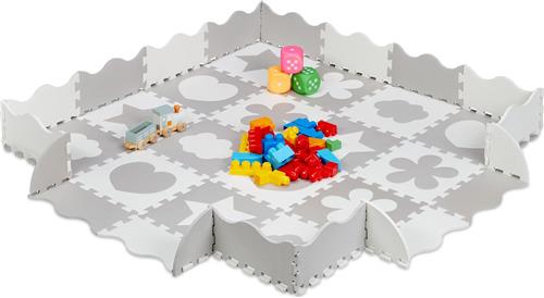 Relaxdays 52-delige speelmat foam - puzzelmat - vloerpuzzel - speeltegels kinderen - zacht - grijs
