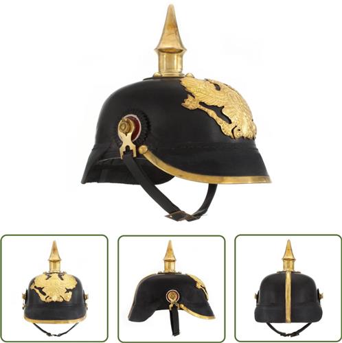 vidaXL Pickelhaube Germaans replica LARP staal zwart - Germaanse Helm - Pickelhaube - Replica Helm - LARP Helm - Historische Helm