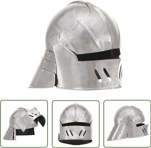 vidaXL Ridderhelm middeleeuws replica LARP staal zilverkleurig - Middeleeuwse Helm - Ridderhelm - LARP Helm - Historisch Accessoire - Cosplay Helm