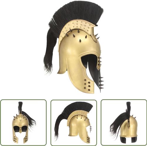 vidaXL Soldatenhelm Grieks replica LARP staal messingkleurig - Griekse Soldatenhelm - Replica Helm - LARP Helm - Historisch Accessoire - Messen