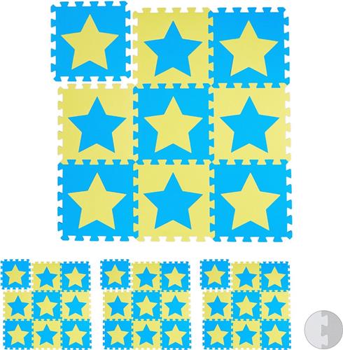Relaxdays 36 x puzzelmat ster - speelmat - speelkleed - vloerpuzzel - speeltapijt  kinder