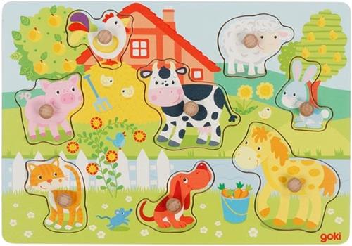 Goki Farm animals, lift-out puzzle 30 x 21 x 2