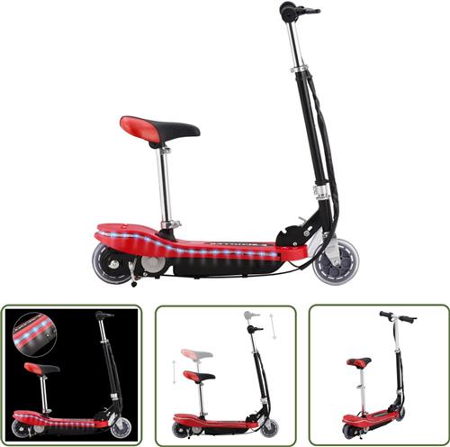 vidaXL Kinderstep met zadel en LED 120 W rood - Kinder Step - Elektrisch Kinderfietsje - Kids Step - Rode Step - Led Step