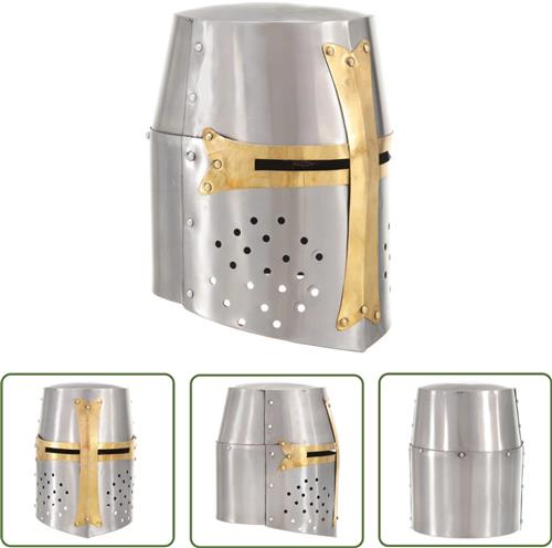 vidaXL Kruisvaardershelm middeleeuws replica LARP staal zilverkleurig - Kruisvaardershelm - Middeleeuwse Helm - LARP Helm - Historisch Kostuum - Ridderhelm