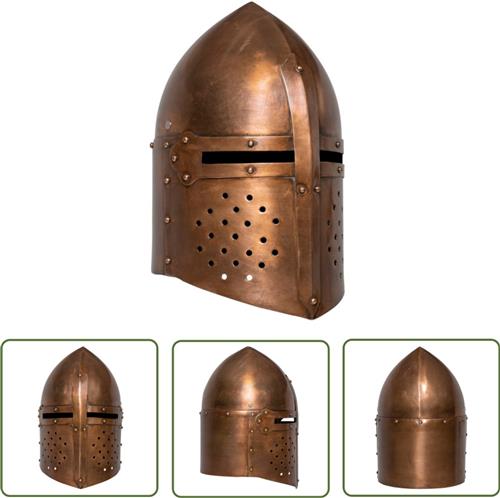 vidaXL Ridderhelm middeleeuws replica LARP staal koperkleurig - Middeleeuwse Helm - Kruisvaardershelm - Ridderhelm - LARP Helm - Historisch Kostuum