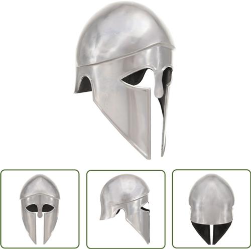 vidaXL Soldatenhelm Grieks replica LARP staal zilverkleurig - Griekse Soldatenhelm - Replica Helm - LARP Helm - Spartans Helm - Historische Replica