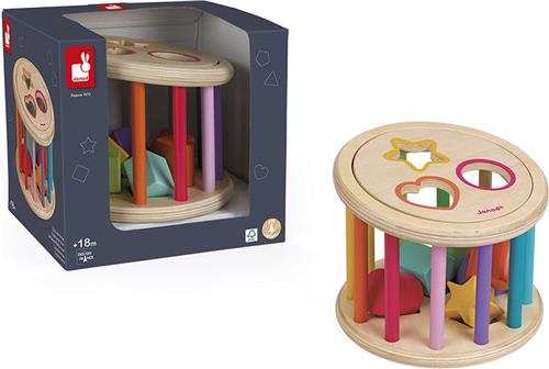 Janod I Wood - Vormen Quiz - Houten Vormenstoof Met 6 Blokken - Met Magnetische Deksel - Geschikt Vanaf 1,5 Jaar