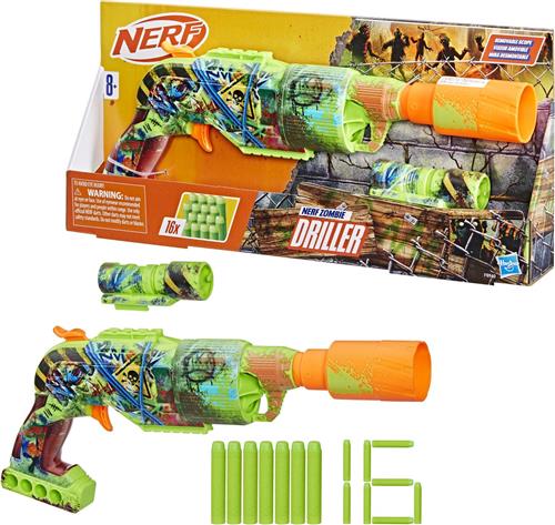 NERF Zombie Driller - Blaster, 16 Nerf Elite-darts