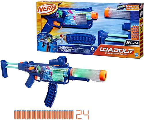 Nerf Loadout Cyberlight Ghost Blaster en 24 N1-darts