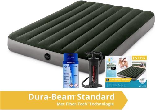 Intex Prestige Downy - Luchtbed - Twijfelaar - Met Repairset en Handpomp - 191x137x25 cm - PVC -  Groen