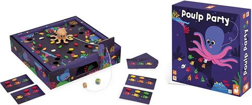 Janod Spel - Poulp Party - Help De Octopus De Juiste Gekleurde Vis Te Vangen! - Vaardigheids- En Denkspel - Een Prachtig Bordspel Op De Diepe Oceaanbodem - Geschikt Vanaf 5 Jaar