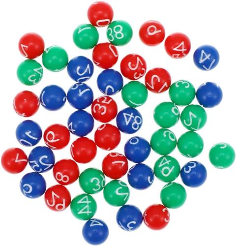 JGS Premium - Mini Genummerde Speelballen 1-49 | Set van 49 Stuks | 08 cm | Grappige Bingo-Ballen | Plastic | Tafeltennis | Kinderen | Volwassenen | Bruiloft