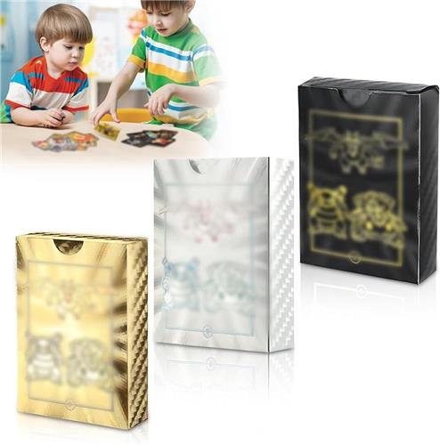 JGS Premium - Set van 165 zwart zilver goud folie cartoonkaarten met verzamelbox, ideale verzamelkaarten voor kinderen, fans en tieners