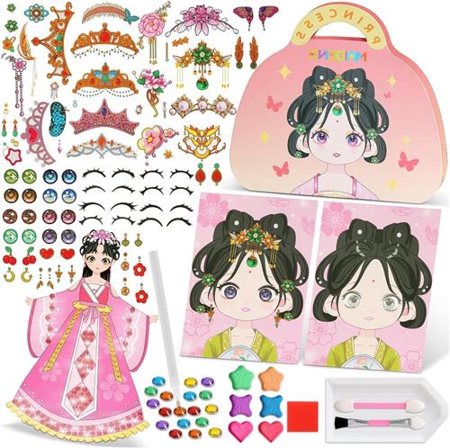 JGS Premium - Aankleedspel make-up boek prinses doe-het-zelf kits met stickers - Creatief verjaardagscadeau voor meisjes
