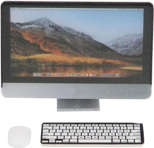 **JGS Premium - Miniatuur computerset voor poppenhuis - computerscherm, toetsenbord, muis - speelset**