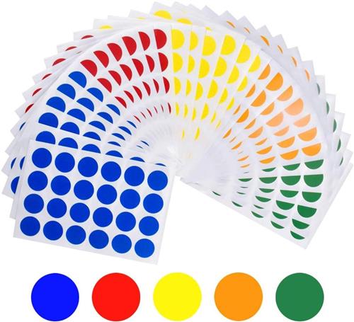 JGS Premium - Gekleurde Stippenstickers - Zelfklevend - Codeerstickers - Ambachtelijke Stickers - Papier Plakboek - 6 Kleuren - 720 Stuks.