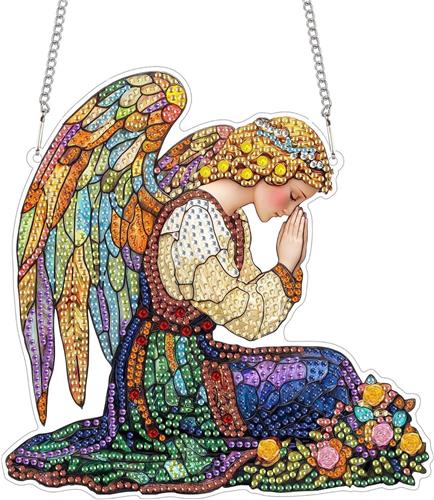 JGS Premium - Hanging Diamond Art Kit voor Volwassenen - Engelendesign - DIY Kristal Kunst - Wand- en Raamdecoratie - Handgemaakt Cadeau - 20x20 cm