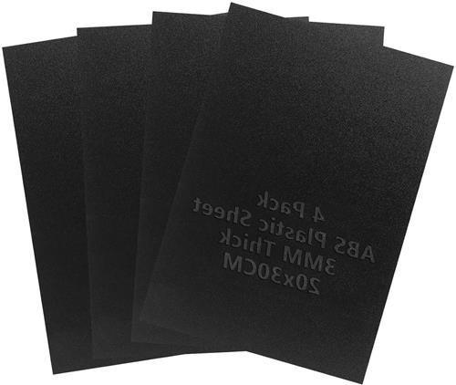 JGS Premium - 4-delige set kunststof platen 3 mm - 20 x 30 cm - zwart - modelbouw - knutselen - woondecoratie