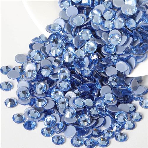 JGS Premium - Hotfix strassteentjes 288 stuks lichtsaffier ronde edelstenen. Ideaal voor knutselen. Hittefix strass-steentjes.