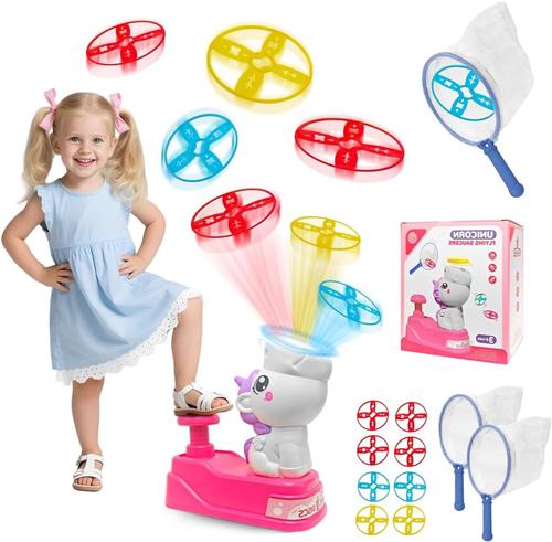 JGS Premium - Outdoor spelletjes voor kinderen 3 4 5 6 7 8 jaar - Propeller-speelgoed - Tuinspellen - Vliegende schotel speelgoed - Vliegende schijf launcher - Cadeaus voor jongens