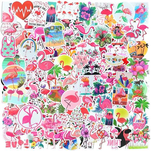 JGS Premium - Flamingo-stickers 100 stuks voor kinderen - Decoratie - Meisjes - Snijalbum - Roze thema