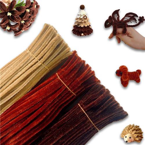 JGS Premium - Pijpenreiniger om te knutselen in lichtbruin, bruin en donkerbruin - Knutselmateriaal voor creatieve projecten